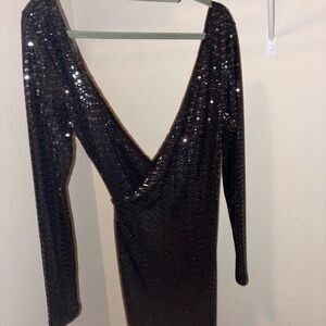 Leith Black Sequin Long Sleeve Dress- New Years Dress